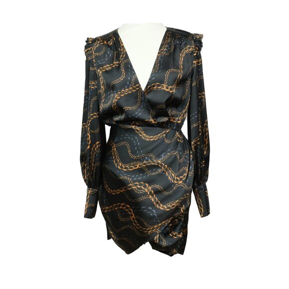 L'Academie Joyce Mini Dress Chain Print Black Size XS  Fashionable Party Look - Picture 12 of 12